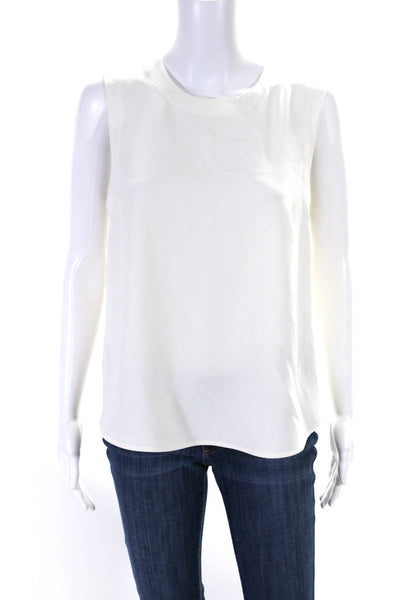 A.L.C. Womens White Crew Neck Side Slits Sleeveless Blouse Top Size 8