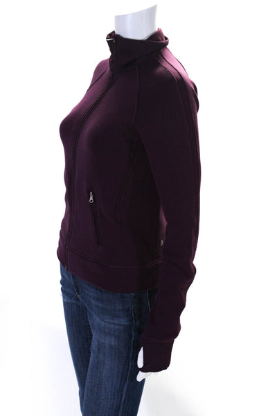 Lululemon Womens Burgundy Mock Neck Full Zip Pockets Long Sleeve Jacket Size 2