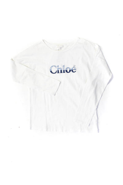 Chloe Girls Cotton Long Sleeve Round Neck Graphic T shirt White Size 12