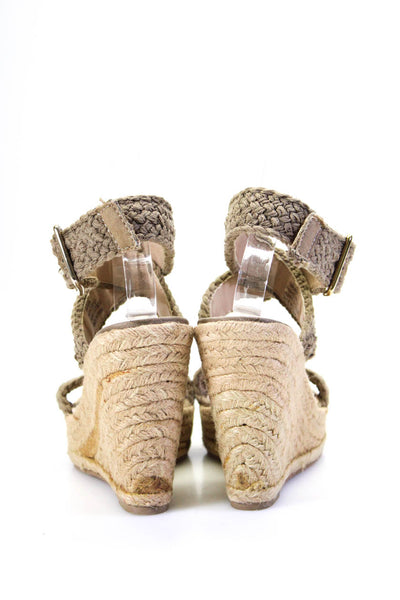 Steve Madden Womens Woven Espadrille Fantasik Wedge Sandals Beige Size 7.5