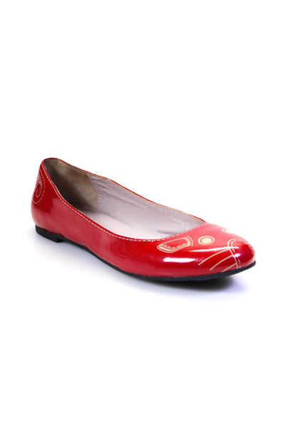 Tory Burch Womens Leather Slide On Ballet Flats Lipstick Red Size 8 Medium