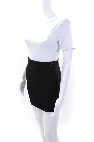 Robert Rodriguez Black Label Womens Leather Sides Mini Skirt Black Size 2