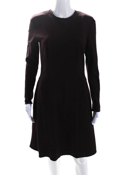 M.M. Lafleur Womens Long Sleeve Back Zip Midi A-Line Dress Dark Purple Size 8