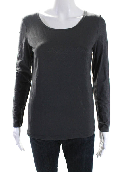 Lafayette 148 New York Womens Glittery Gray Crew Neck Long Sleeve Knit Top SizeS