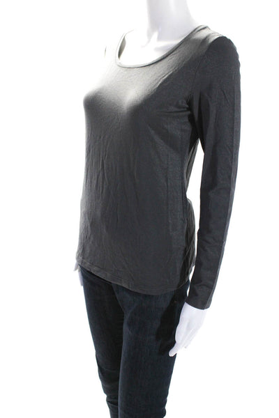 Lafayette 148 New York Womens Glittery Gray Crew Neck Long Sleeve Knit Top SizeS