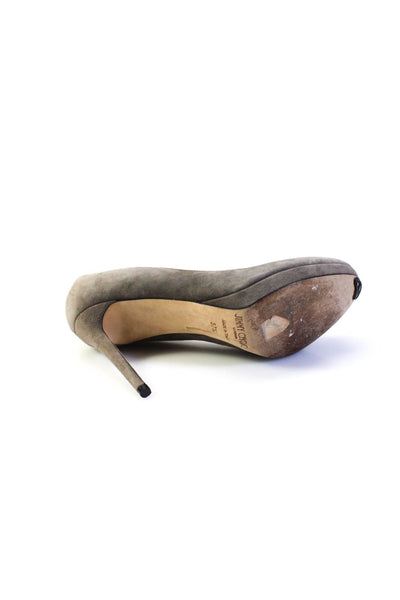 Jimmy Choo Womens Slip On Stiletto Platform Sandals Gray Suede Size 37.5