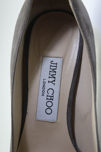 Jimmy Choo Womens Slip On Stiletto Platform Sandals Gray Suede Size 37.5