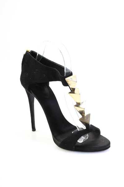Giuseppe Zanotti Womens Spike Studded Stiletto Sandals Black Suede Size 38 8