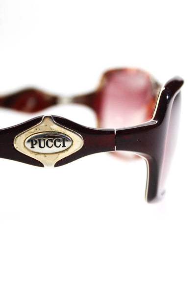 Emilio Pucci Womens Dark Red Embellished Sides Sunglasses