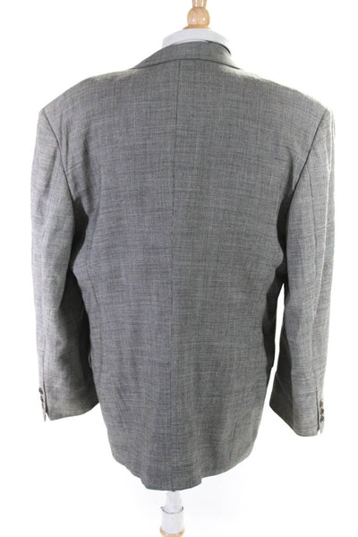 Studio 0001 By Ferre Mens Gray Wool Plaid Two Button Long Sleeve Blazer Size 44R