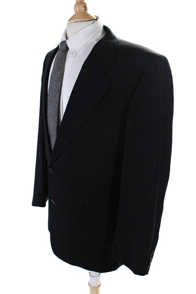 Hickey Freeman Mens Black Striped Two Button Long Sleeve Blazer Size 42