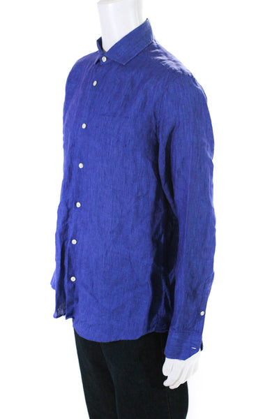 Frescobol Carioca Mens Long Sleeve Button Down Shirt Top Royal Blue Size 2XL