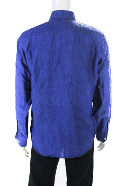 Frescobol Carioca Mens Long Sleeve Button Down Shirt Top Royal Blue Size 2XL