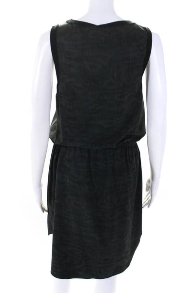 Athleta Womens Gray Printed Crew Neck Tie Waist Sleeveless Shift Dress Size S