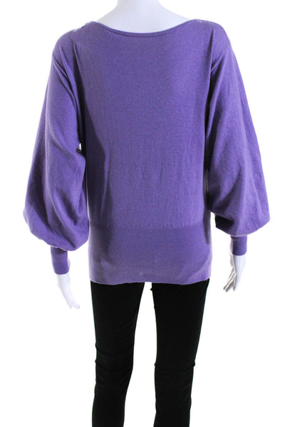 Toccin Womens Stretch Knit Boat Neck Long Sleeve Pullover Top Purple Size S