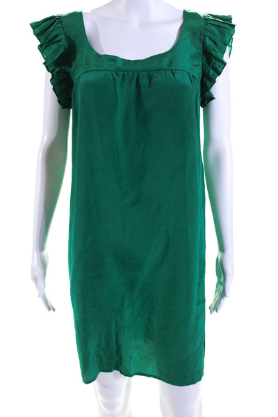 Kathryn Conover Womens Pleated Round Neck Sleeveless Mini Dress Green Size 6