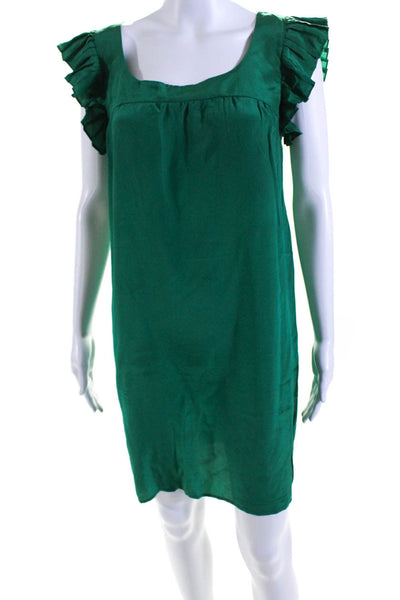 Kathryn Conover Womens Pleated Round Neck Sleeveless Mini Dress Green Size 6