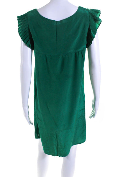 Kathryn Conover Womens Pleated Round Neck Sleeveless Mini Dress Green Size 6