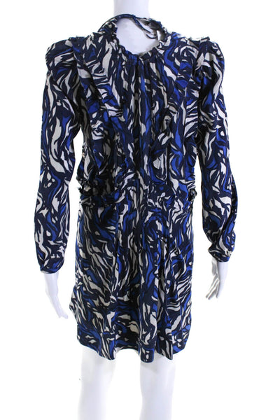 Isabel Marant Etoile Womens Long Sleeve V Neck Dress Blue Size Medium