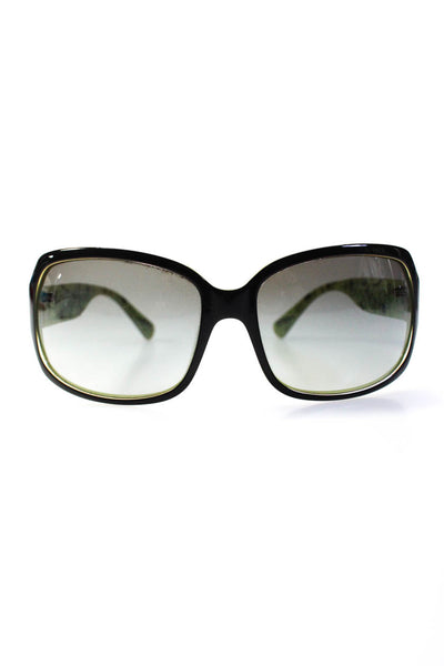 Coach Womens Acrylic Black & Green Rectangular Oversized Sunglasses 125mm