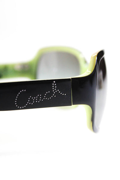 Coach Womens Acrylic Black & Green Rectangular Oversized Sunglasses 125mm