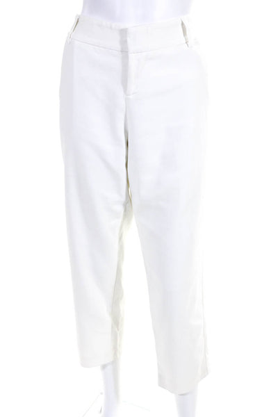 Alice + Olivia Womens High Rise Straight Leg Casual Pants White Cotton Size 12