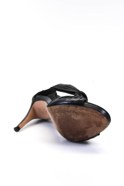 Cole Haan Womens Brown Black Embellished Zip Open Toe Heels Sandals Shoes Size7B