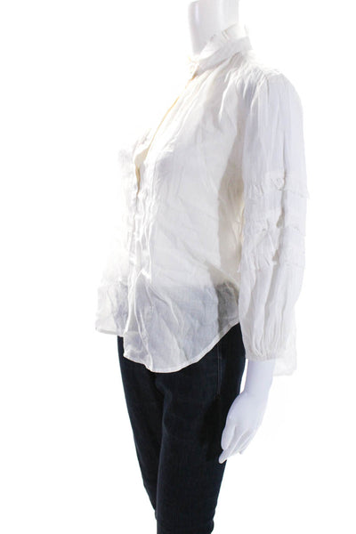 Birds of Paradis Womens V-Neck Tiered Long Sleeve High Low Blouse White Size XS