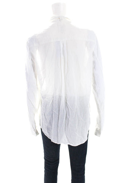 MiH Womens Cotton Collared Buttoned Long Sleeve Blouse Top White Size L