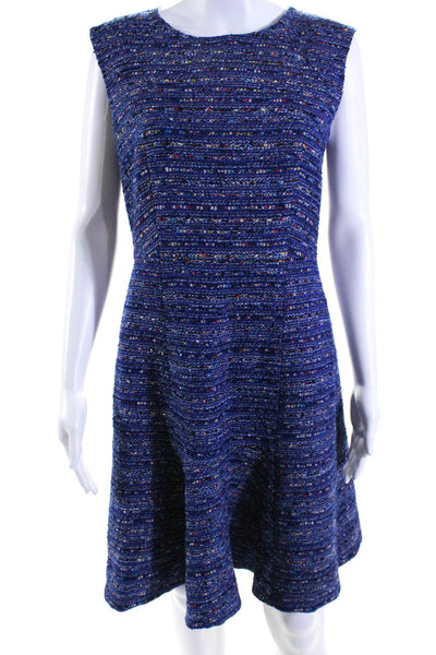 J Crew Womens Woven Round Neck Sleeveless Zip Up Midi Dress Multicolor Size 6