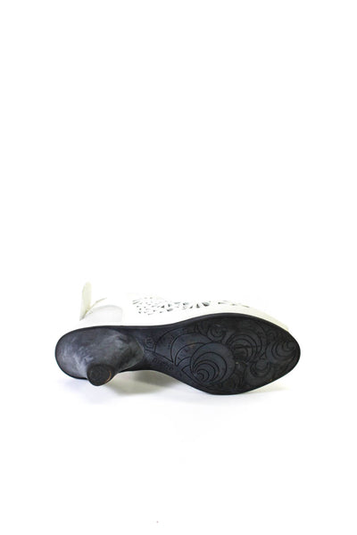 Arche Womens White Cut Out Peep Toe Slingbacks Heels Shoes Size 7