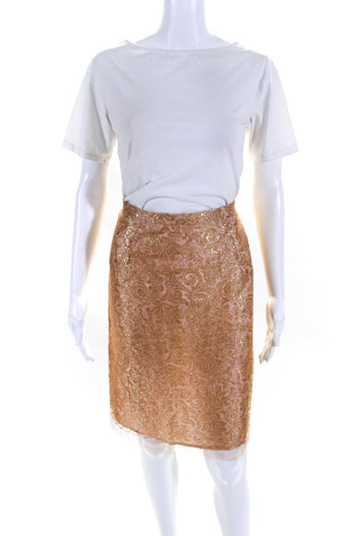 Jill Stuart Collection Womens Side Zip Knit Midi Skirt Gold Size 6