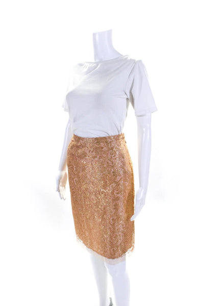 Jill Stuart Collection Womens Side Zip Knit Midi Skirt Gold Size 6