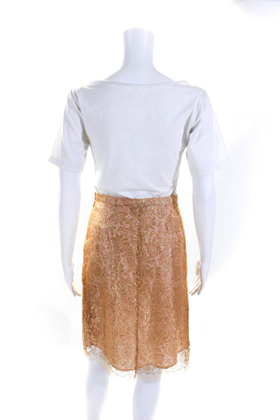 Jill Stuart Collection Womens Side Zip Knit Midi Skirt Gold Size 6