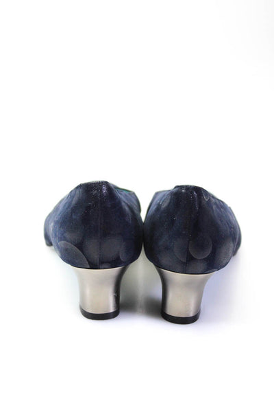 Thierry Rabotin Womens Blue Polka Dot Block Kitten Heel Pumps Shoes Size 8.5