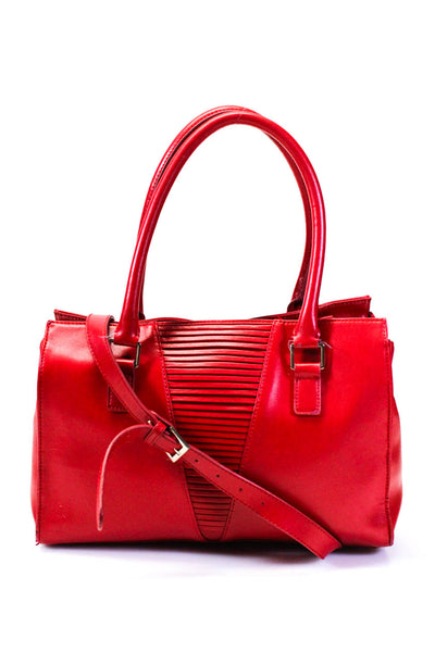 Anne Fontaine Womens Bright Red Zip Medium Satchel Bag Handbag