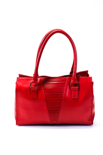 Anne Fontaine Womens Bright Red Zip Medium Satchel Bag Handbag