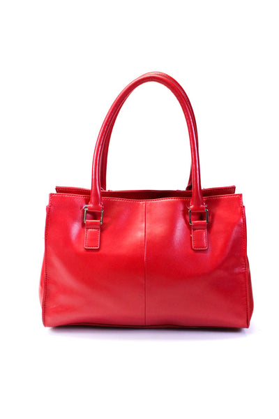 Anne Fontaine Womens Bright Red Zip Medium Satchel Bag Handbag