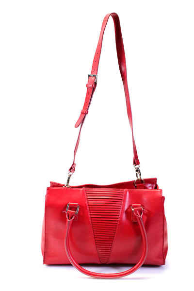 Anne Fontaine Womens Bright Red Zip Medium Satchel Bag Handbag