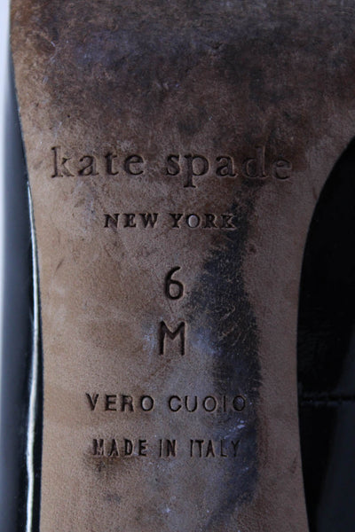 Kate Spade New York Womens Patent Leather Gold Tone Pumps Black Size 6 Medium