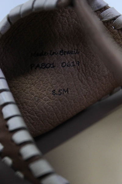 Jack Rogers Womens Leather Thong Slingbacks Sandals Beige White Size 8.5 Medium