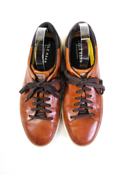 Cole Haan Grandseries Mens Leather Low Top Lace Up Sneakers Brown Size 11.5 Medi