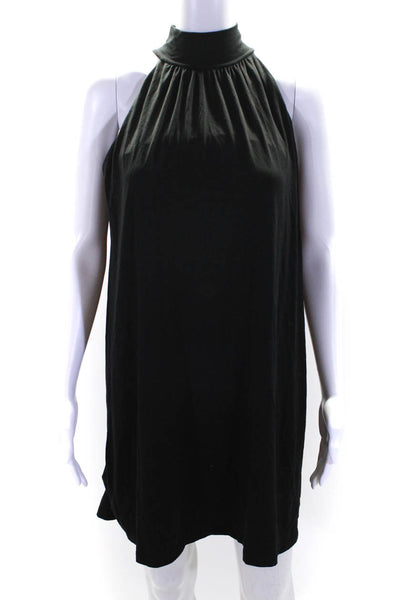 Susana Monaco Womens Halter Neck Sleeveless Shift Dress Black Size L