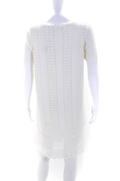 Joie Womens Short Sleeve Square Neck Open Knit Dress White Size Small