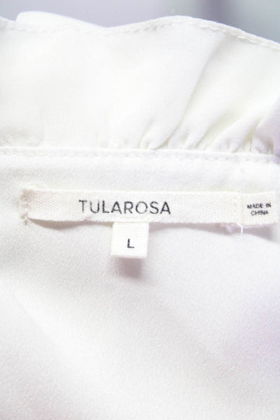 Tularosa Womens Key Hole Neck Short Sleeves Tiered Dress White Size Large