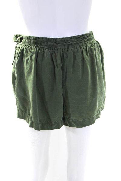 Ella Moss Womens Belted Cross Over Elastic High Rise Shorts Green Size Medium