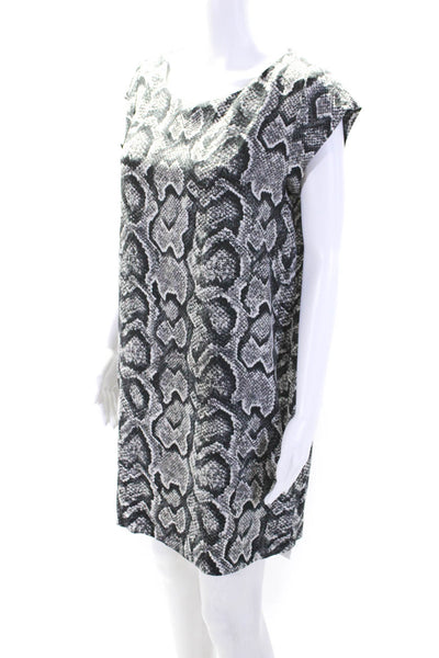 Joie Womens Silk Snakeskin Print Short Sleeves Shirt Dress Gray Size Medium