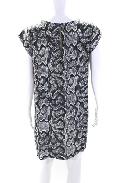 Joie Womens Silk Snakeskin Print Short Sleeves Shirt Dress Gray Size Medium