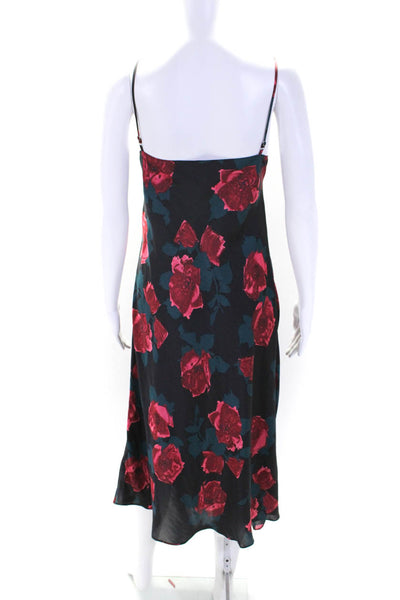 Paige Black Label Womens Floral Print Sleeveless Slip Dress Black Red Size Large