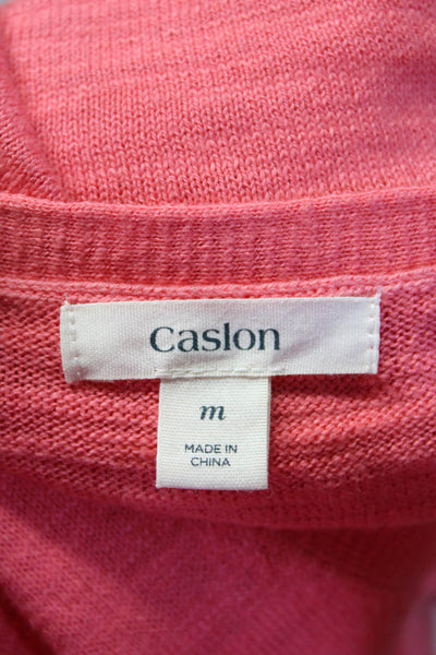 Caslon Womens Short Sleeve Thin Knit Cardigan Sweater Pink Size Medium